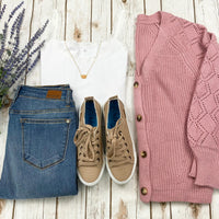 Beverly Button Cardigan - Mauve ~In Store