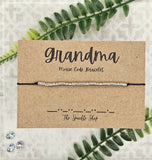 Handmade Morse Code Bracelet - Grandma: Silver Tone