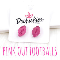 12mm Pink Out Mirror Footballs -Sports Earrings ~ In Store