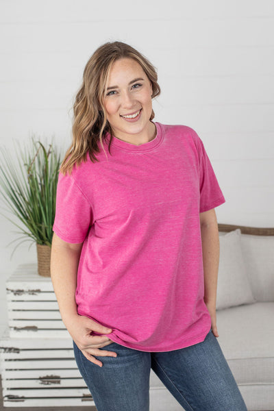 Vintage Wash Boyfriend Tee - Pink ~ In Store
