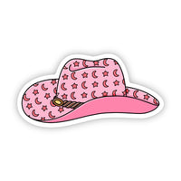 Pink Star & Heart Cowgirl Hat Sticker
