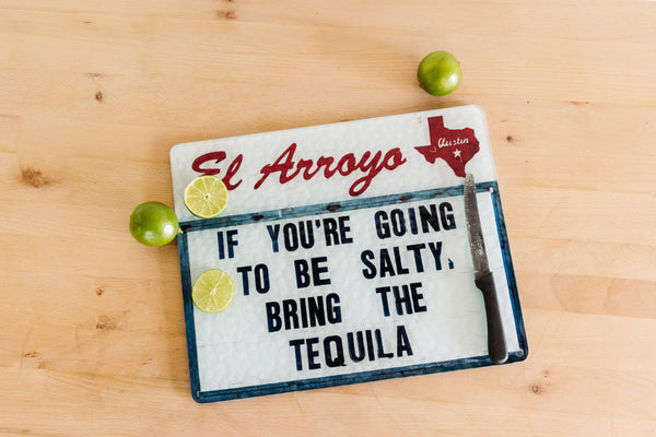 Large Tempered Glass Cutting Board - Be Salty ~ In Store