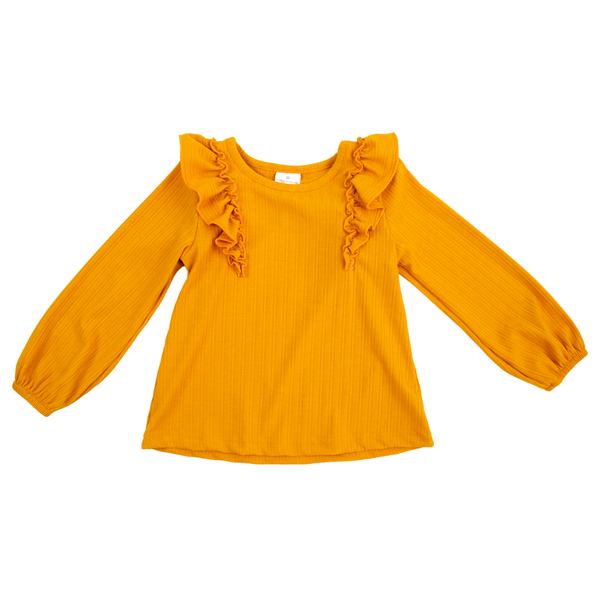 Mustard Yellow Ruffle Shirt ~ In Store