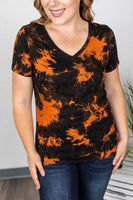 MARKDOWN ~ Olivia Tee - Black and Orange Tie Dye ~ In Store