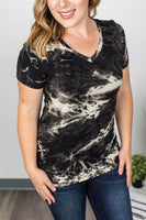 MARKDOWN ~ Olivia Tee - Black and Cream Tie Dye ~ In Store