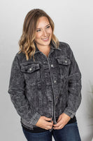 MARKDOWN ~ Destroyed Hem Corduroy Jacket - Black ~ In Store