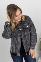 MARKDOWN ~ Destroyed Hem Corduroy Jacket - Black ~ In Store