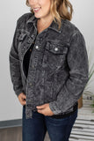 MARKDOWN ~ Destroyed Hem Corduroy Jacket - Black ~ In Store
