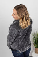 MARKDOWN ~ Destroyed Hem Corduroy Jacket - Black ~ In Store