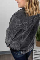 MARKDOWN ~ Destroyed Hem Corduroy Jacket - Black ~ In Store