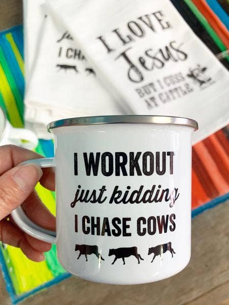 I Workout Just Kidding I Chase Cows Camp Mug