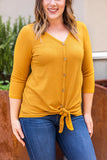MARKDOWN ~ Riley Button Top - Mustard ~ In Store