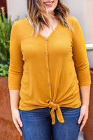 MARKDOWN ~ Riley Button Top - Mustard ~ In Store