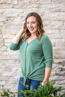 MARKDOWN ~ Riley Button Top - Sage ~ In Store