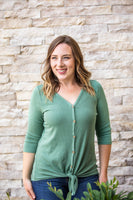 MARKDOWN ~ Riley Button Top - Sage ~ In Store