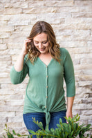 MARKDOWN ~ Riley Button Top - Sage ~ In Store