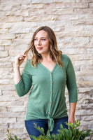MARKDOWN ~ Riley Button Top - Sage ~ In Store