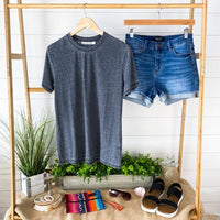 Vintage Wash Boyfriend Tee - Charcoal ~ In Store