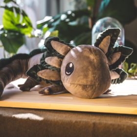 Gray/Green Axolotl Weighted Plush - Realistic, 4 lbs, 26 in long