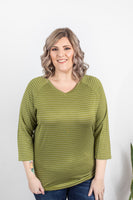MARKDOWN ~ Kennedy Silver Stripe Top - Chartreuse~In Store