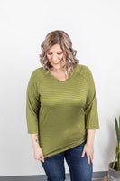 MARKDOWN ~ Kennedy Silver Stripe Top - Chartreuse~In Store