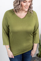 MARKDOWN ~ Kennedy Silver Stripe Top - Chartreuse~In Store