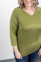 MARKDOWN ~ Kennedy Silver Stripe Top - Chartreuse~In Store