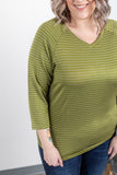 MARKDOWN ~ Kennedy Silver Stripe Top - Chartreuse~In Store