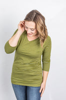 MARKDOWN ~ Kennedy Silver Stripe Top - Chartreuse~In Store