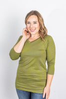 MARKDOWN ~ Kennedy Silver Stripe Top - Chartreuse~In Store