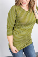MARKDOWN ~ Kennedy Silver Stripe Top - Chartreuse~In Store