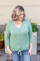 MARKDOWN ~ Riley Button Top - Sage ~ In Store