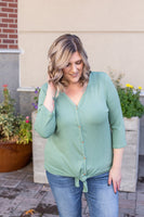 MARKDOWN ~ Riley Button Top - Sage ~ In Store