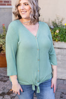 MARKDOWN ~ Riley Button Top - Sage ~ In Store