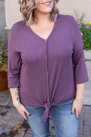 MARKDOWN ~ Riley Button Top - Plum ~ In Store