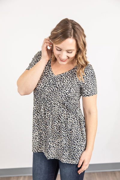 MARKDOWN ~ Sarah Ruffle Top - Leopard ~ In Store
