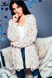 Diamond Eyelet Knit Cardigan With Rainbow Speckles S~3X ~ In Store