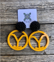 Round 'Y' Brand Earring with Pom