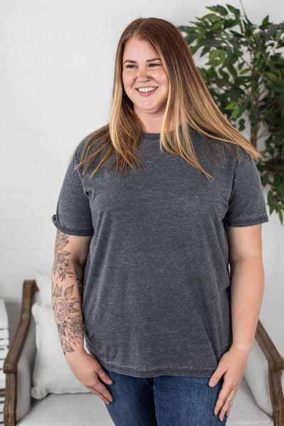Vintage Wash Boyfriend Tee - Charcoal ~ In Store