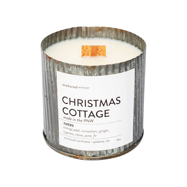 Christmas Cottage Wood Wick Rustic Farmhouse Soy Candle