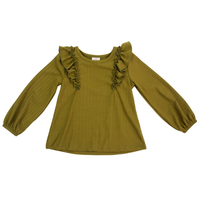 Forest Green Ruffle Shirt ~ In Store