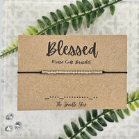 Handmade Morse Code Bracelet - Blessed: Silver Tone