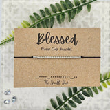 Handmade Morse Code Bracelet - Blessed: Silver Tone