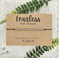 Handmade Morse Code Bracelet - Fearless: Silver Tone
