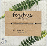 Handmade Morse Code Bracelet - Fearless: Silver Tone
