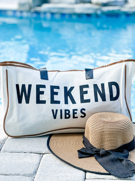 "Weekend Vibes" Canvas Tote Bag ~ In Store