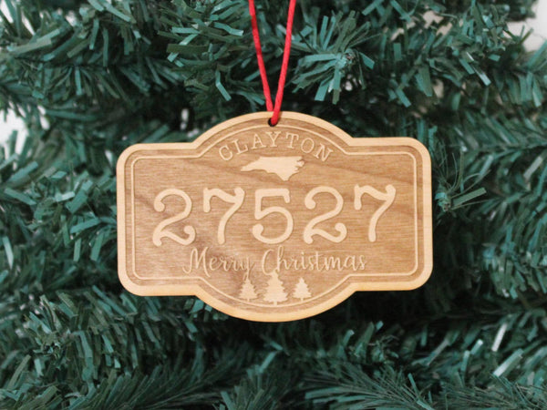 Zip Code Town State Wooden Christmas Ornament~88119