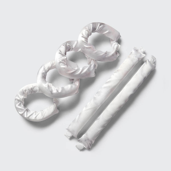 Satin Heatless Pillow Rollers 6pc- Soft Marble ~ In Store
