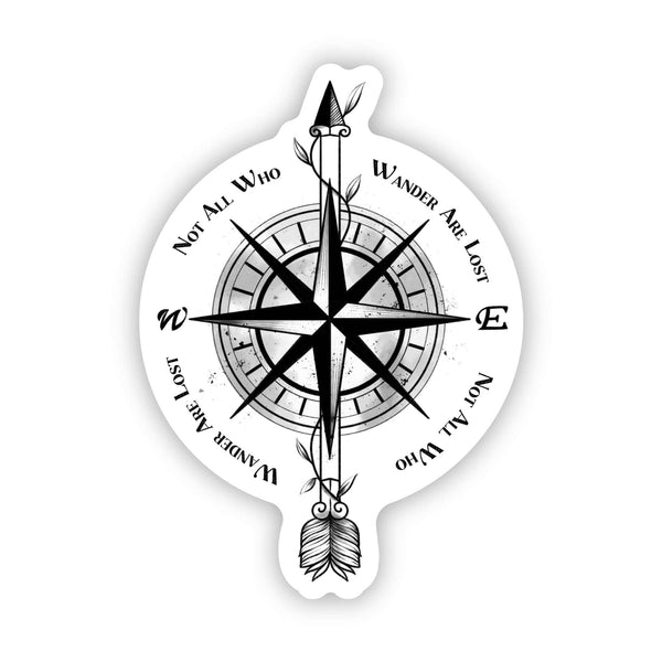 Not All Who Wander Are Lost Compass Sticker