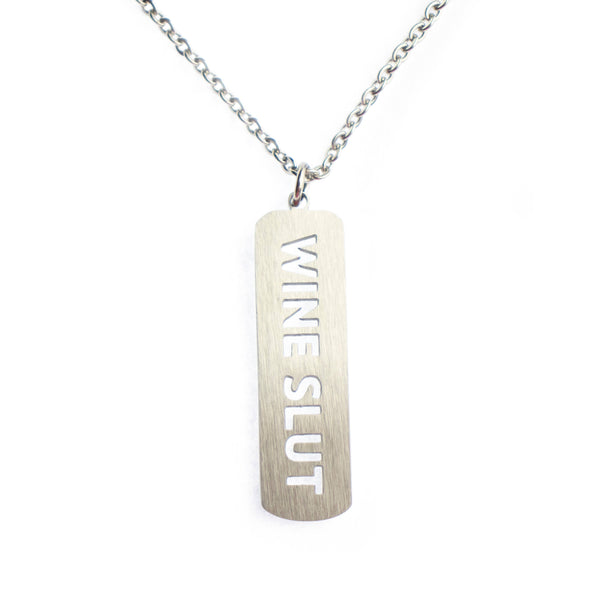 Wine S**t Stainless Steel Cutout Necklace 30"-32"